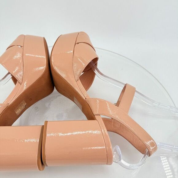 Jeffrey Campbell Platz Sandal Beige Tan Patent Leather Platform Heels Chunky 11 - Picture 2 of 16